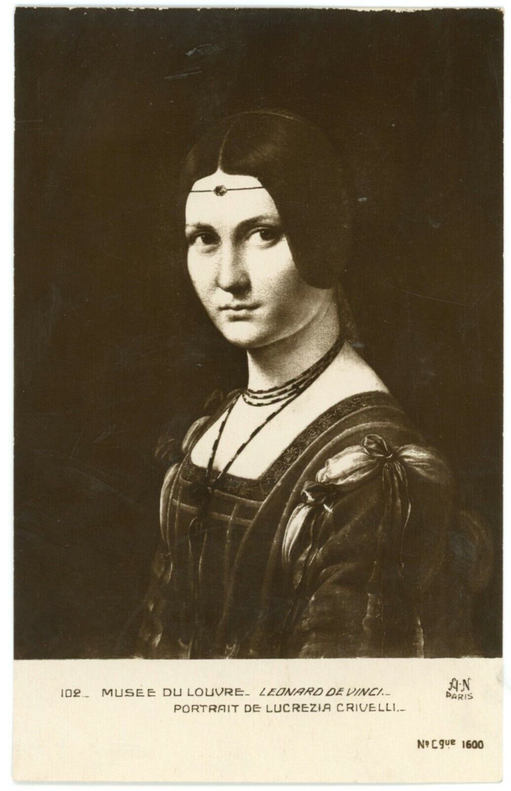 Lucrezia Crivelli Painting By Leonardo da Vinci, Louvre Museum Postcard