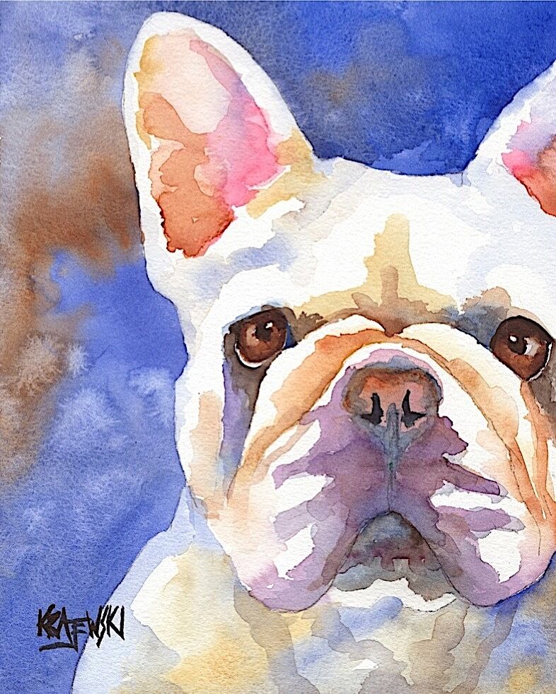French Bulldog Art Print from Painting | Frenchie Gifts, Poster, Picture 8x10