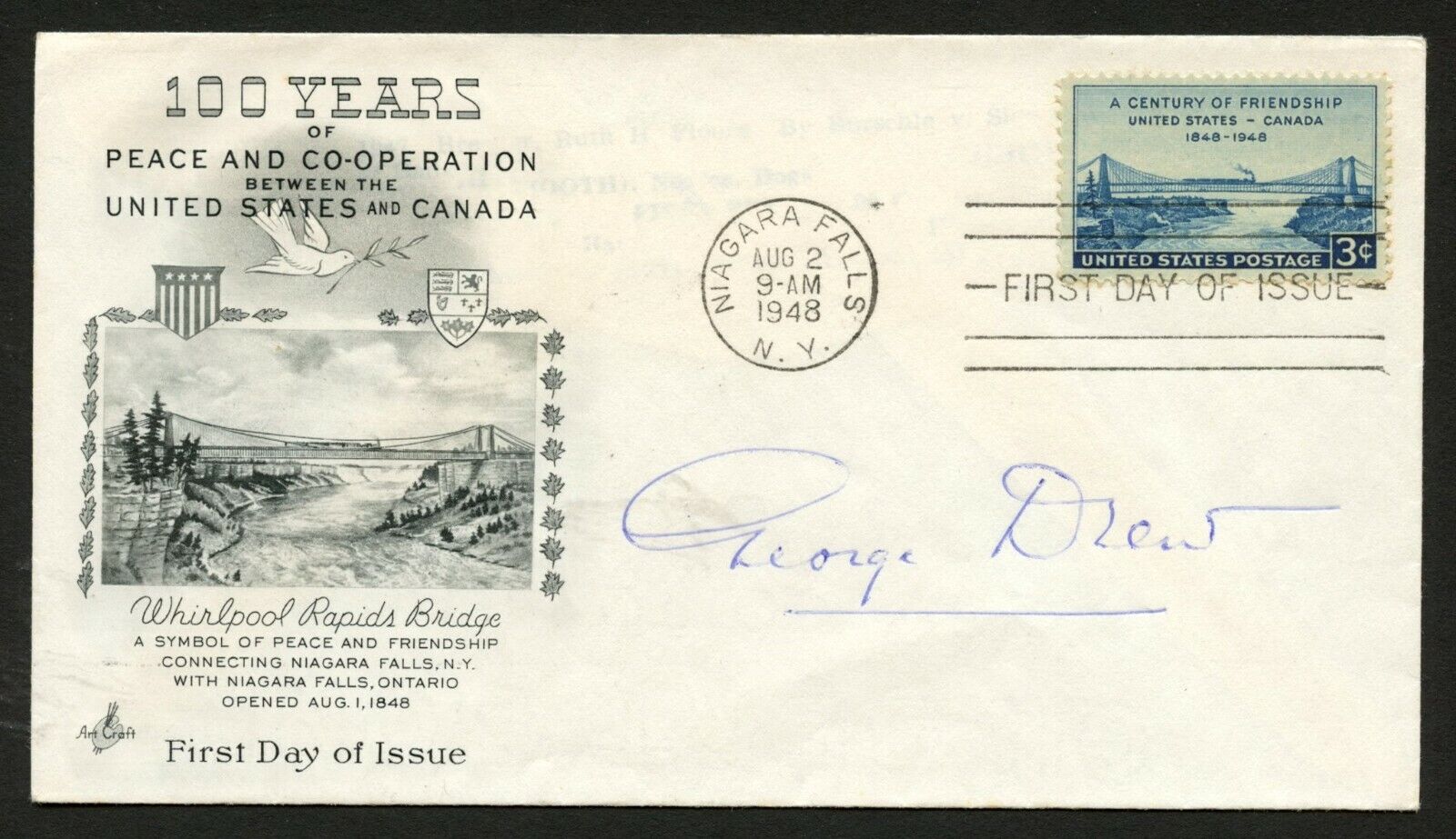 George A. Drew d.1973 signed autograph auto FDC cover Premier of Ontario PC115