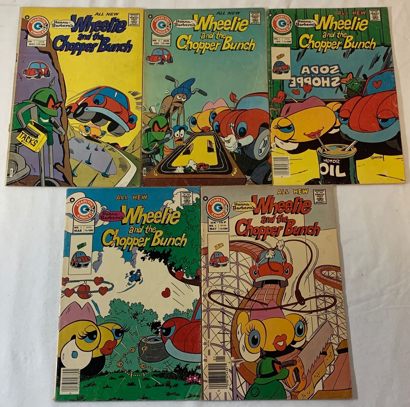 Charlton WHEELIE AND THE CHOPPER BUNCH #1 2 4 5 6 ~ mostly lower grade