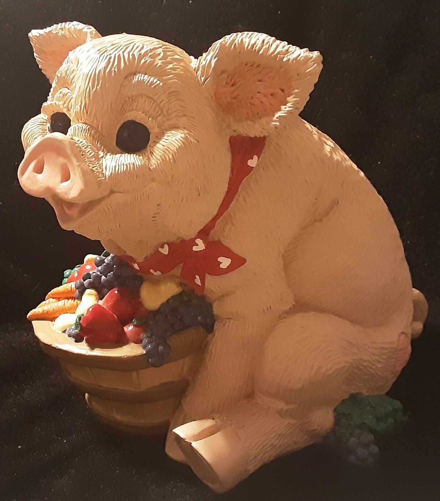 Enesco Pig w/basket of Veggies Piggy Bank, 1995 Kathy Wise