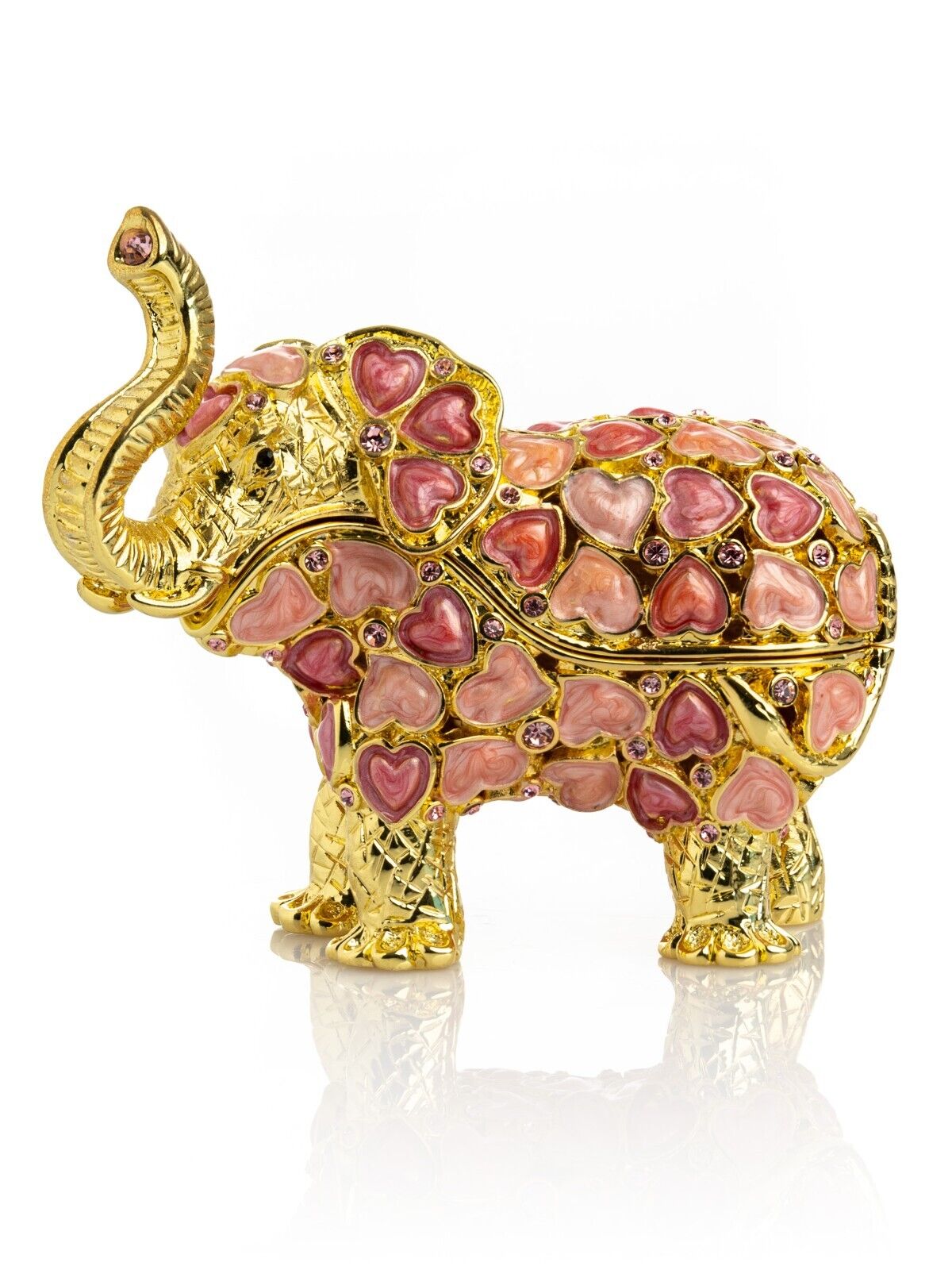 Keren Kopal Elephant with Hearts Trinket Box Decorated with Austrian Crystals