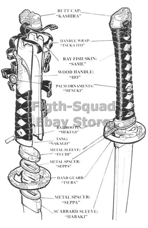 WW2 Picture Photo katana sword disassembly diagram 6094