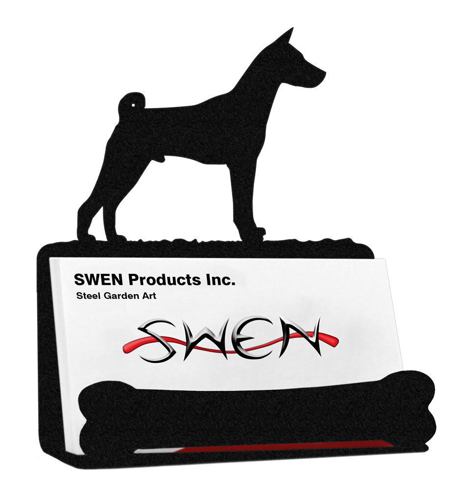SWEN Products BASENJI Dog Black Metal Business Card Holder