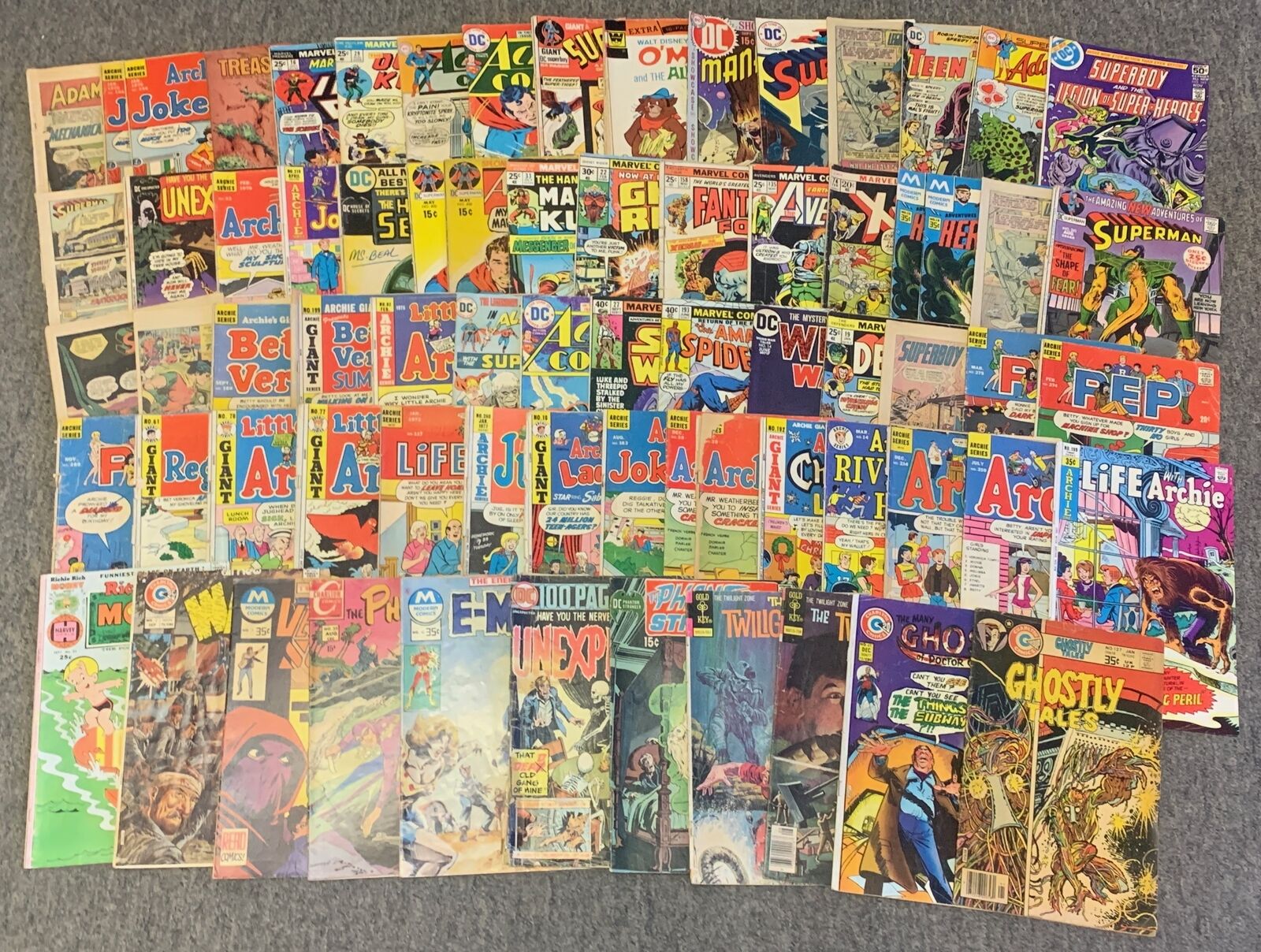 six inch stack INCOMPLETE COMICS ~ BRONZE AGE ~ Archie,superhero,war,horror,more