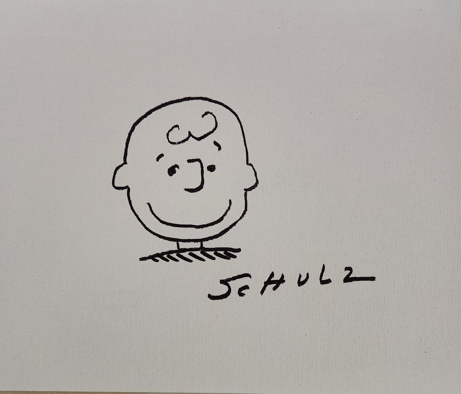 Charles Shultz Autographed Canvas Sketch With Certification