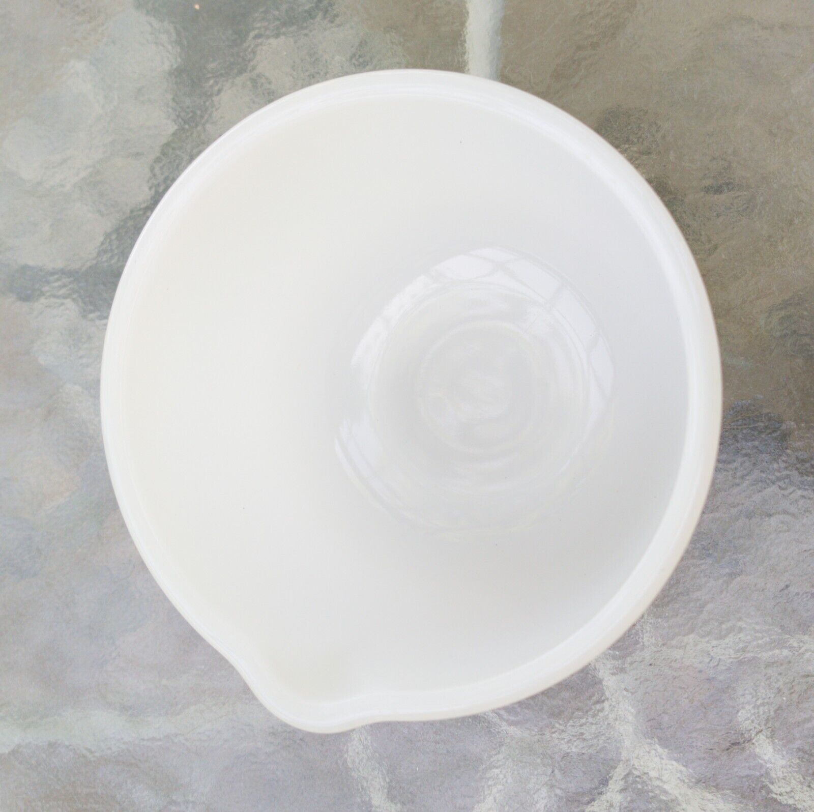 White Milk Glass Glasbake Mixing Bowl with Spout Made for Sunbeam 20 CJ