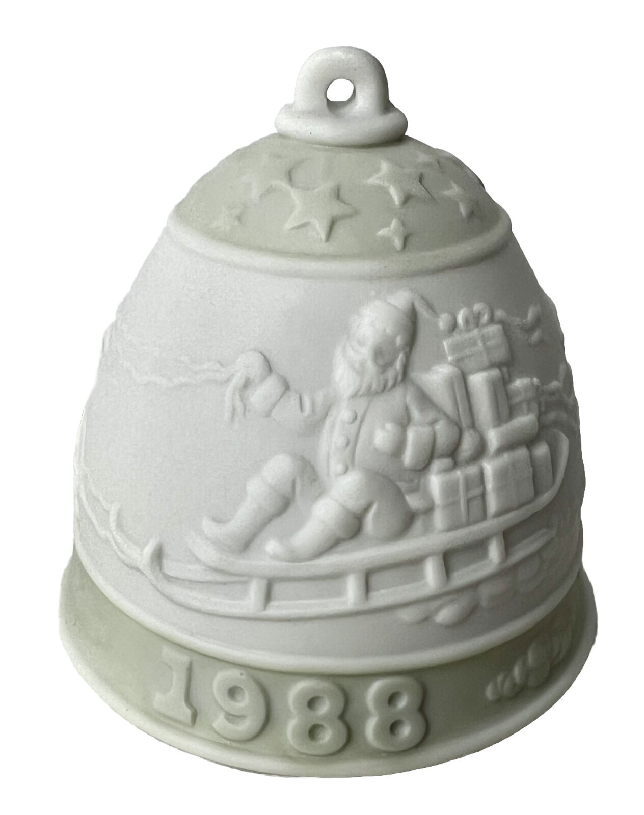 LLADRO 1988 Santa Reindeer Christmas Bell Ornament Porcelain NEW Open Box 3”