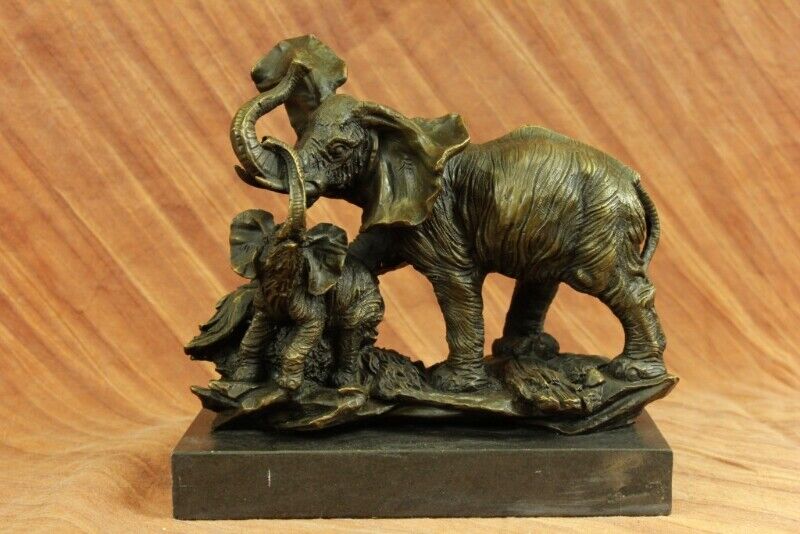 Handcraft Bronze sculpture SALE Marb Wildlife Baby With Elephant Barye Signed