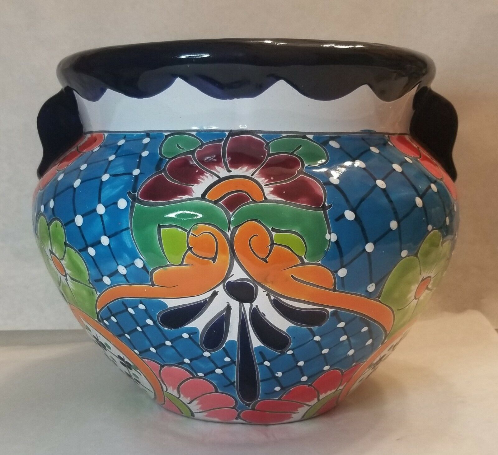 *Beautiful* Mexican Talavera Pottery BEAN POT  Large