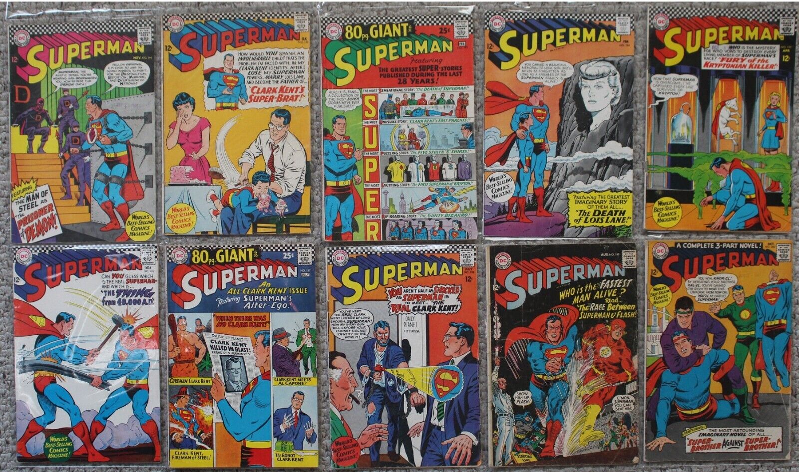 Superman 1966-1967 vs FLASH 1st RACE Brat Steel JLA Luthor Death 191-198,199-200