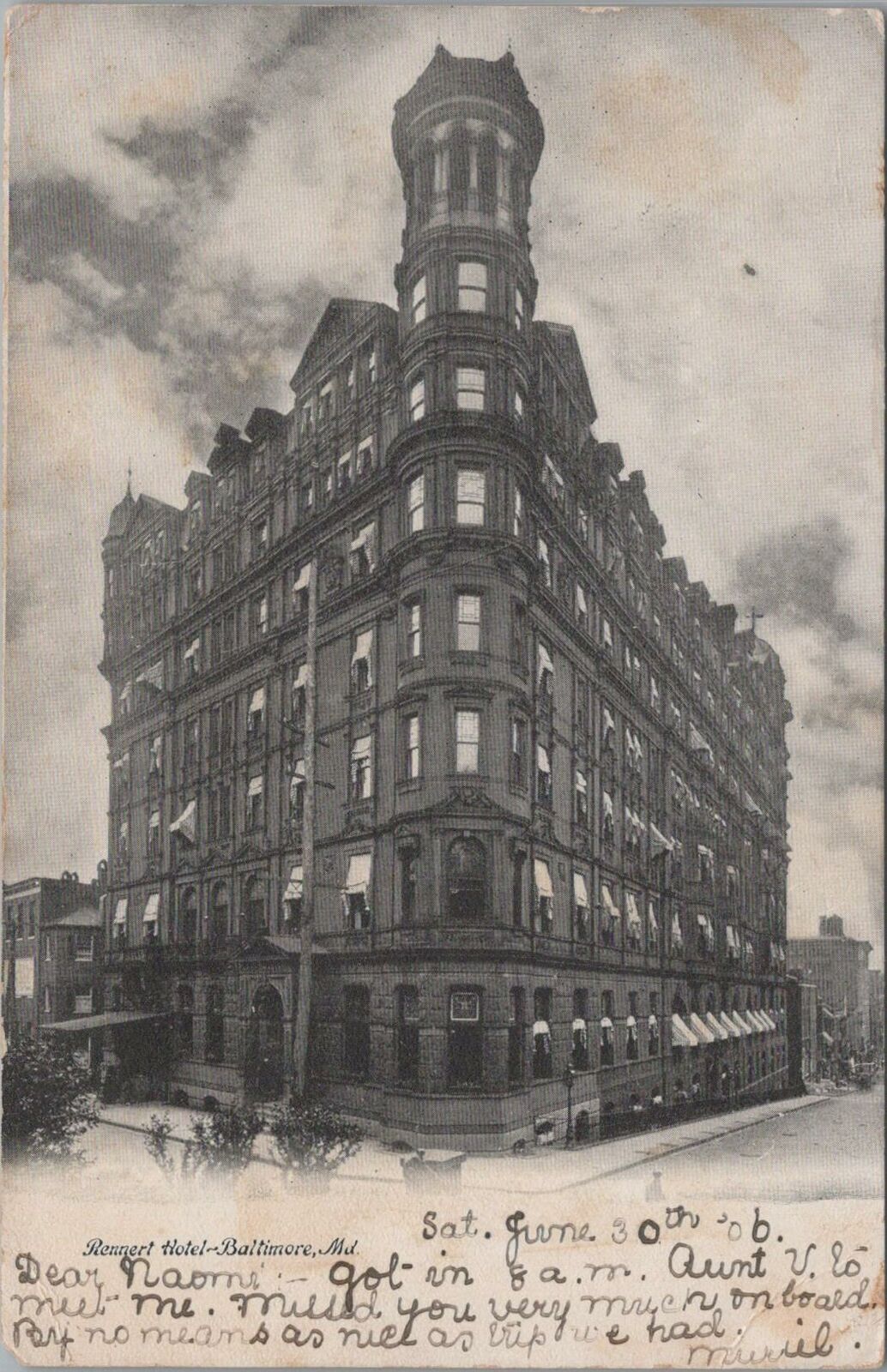 Postcard Rennert Hotel Baltimore MD 1906