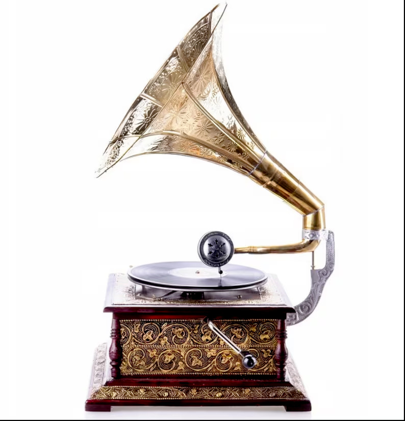 HMV Gramophone Antique Design Fully Functional Working Win-Up Record Player Gift