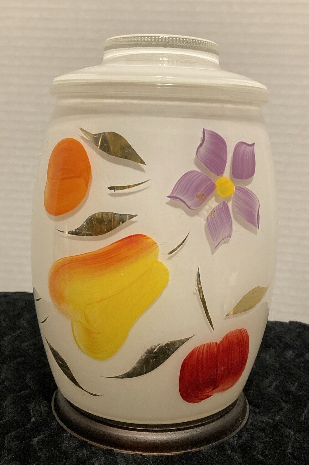 Vintage Bartlett Collin’s White Frosted Hand Painted Fruit Cookie Jar
