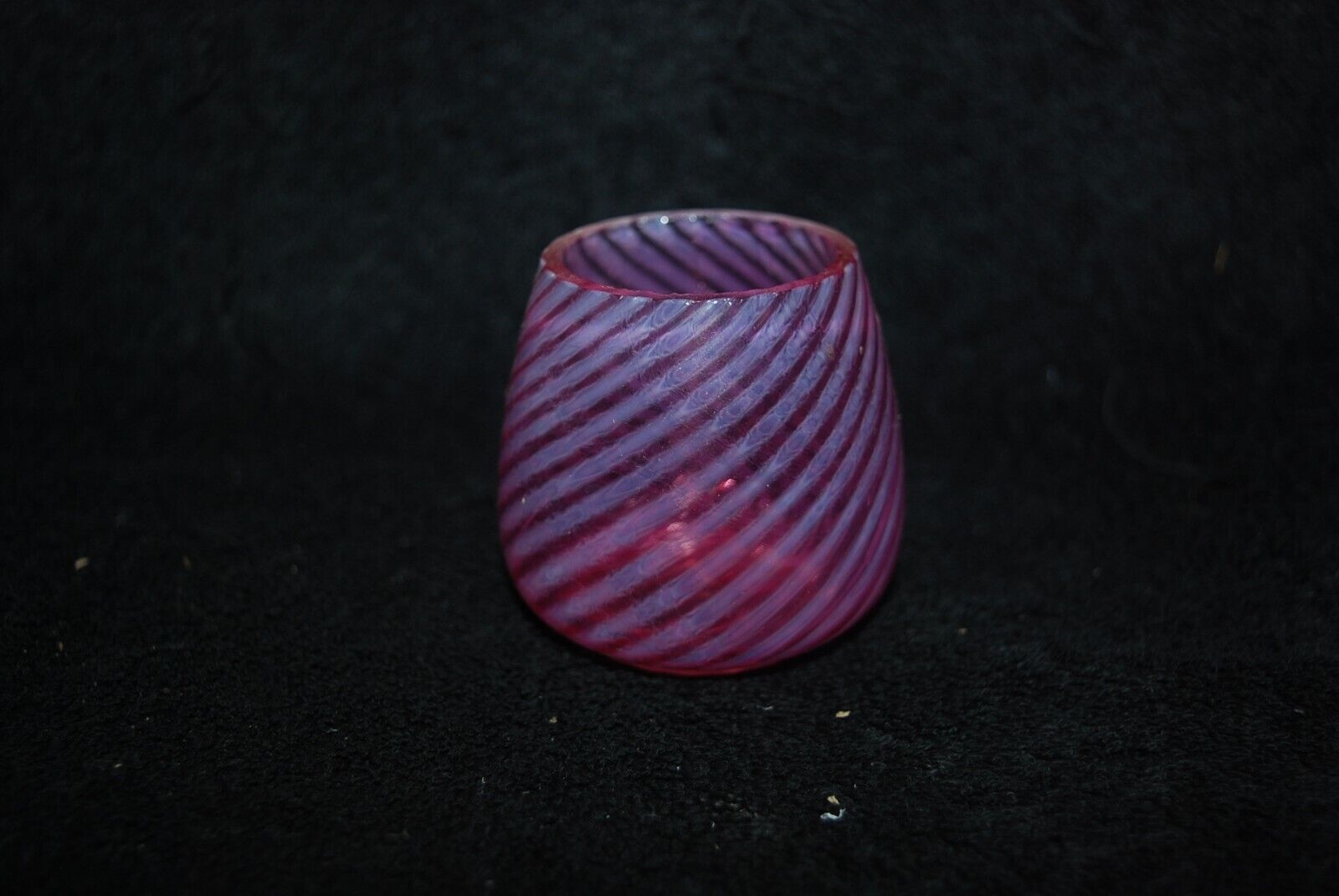 BEAUTIFUL NICKEL PLATE CRANBERRY OPALESCENT SWIRL TOOTHPICK HOLDER 1890\'S