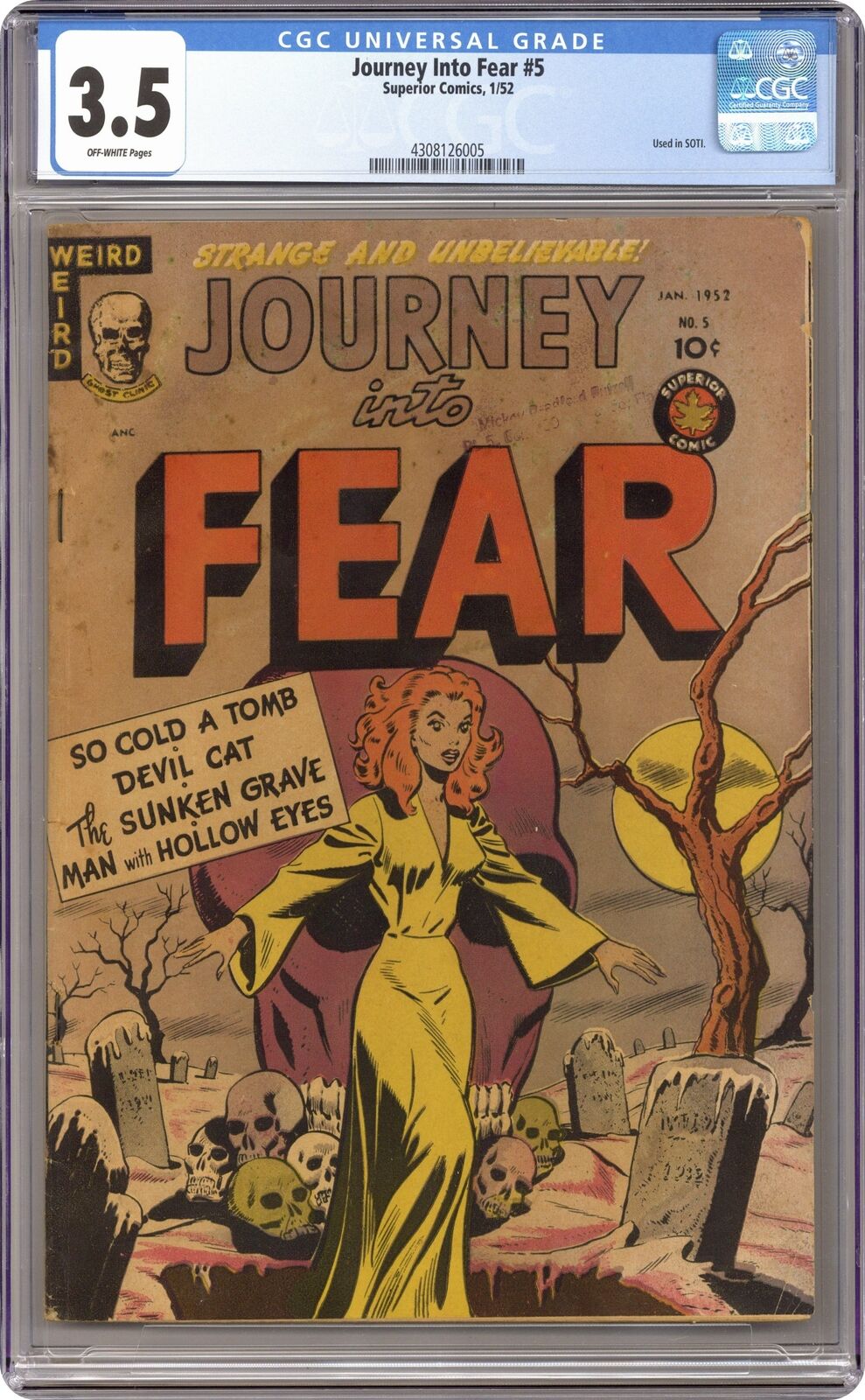 Journey into Fear #5 CGC 3.5 1952 4308126005