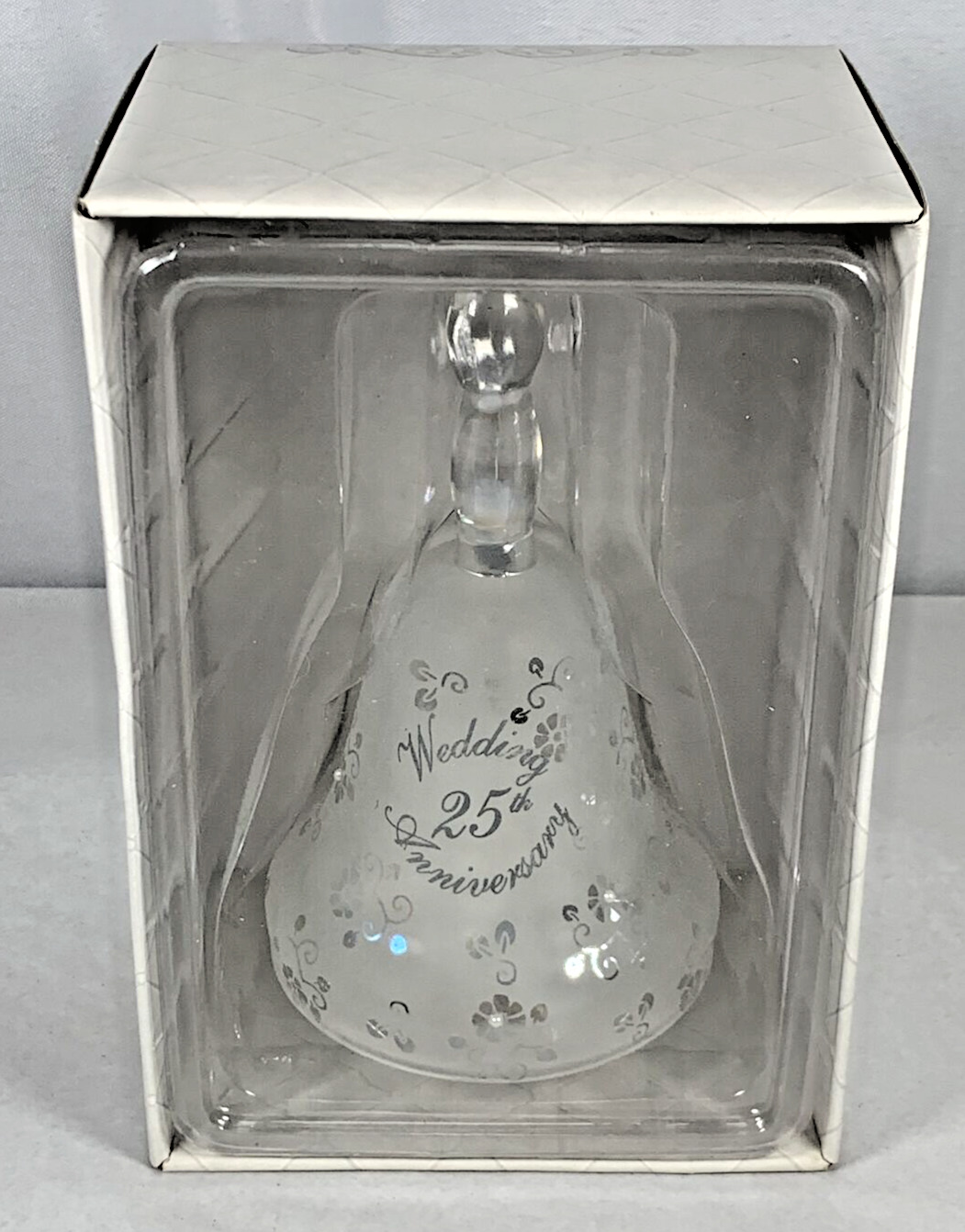 Etched Glass 25th Wedding Anniversary Bell.  New  Russ Berrie.  Great Gift