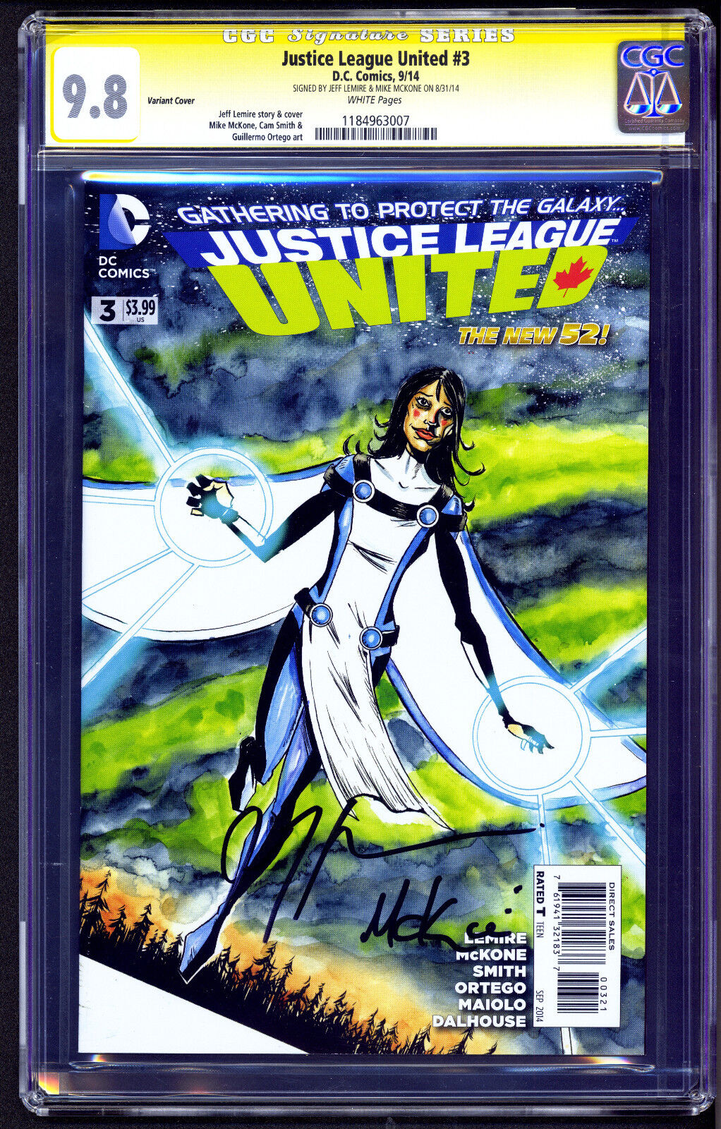 Justice League United #3 1:25 Variant CGC 9.8 SS Lemire and Mckone NM+/M
