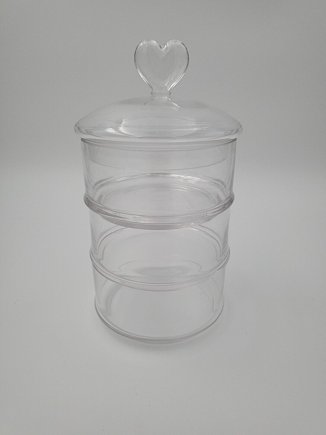 3 Compartment Glass Jar With Heart On Lid