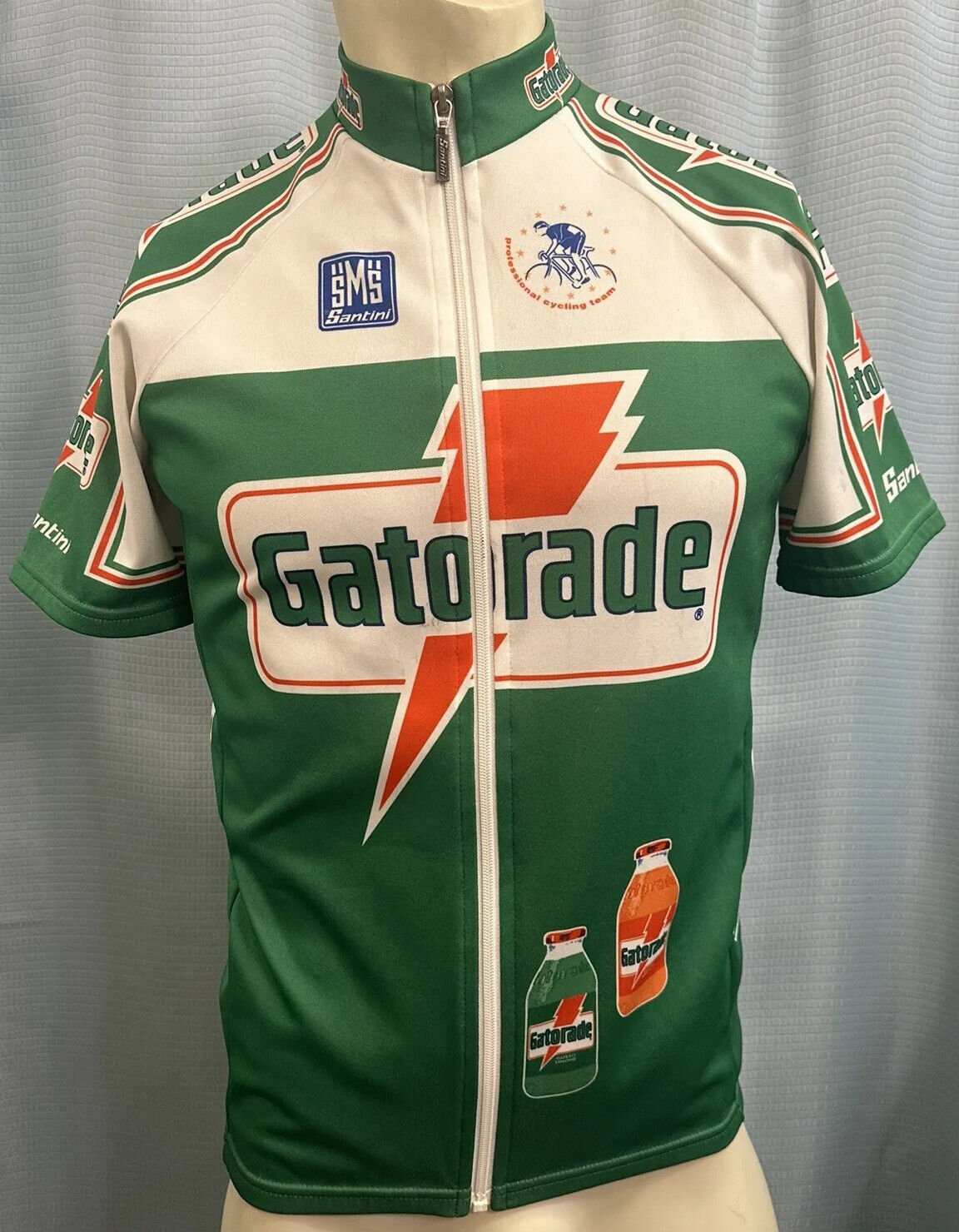 L Vintage BIANCHI SMS Santini GATORADE Professional Cycling Team Jersey ITALY