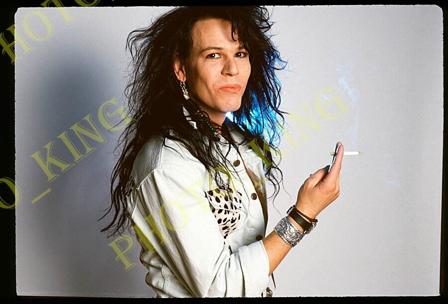 1988 POISON Band Bobby Dall with Cigarette ORIGINAL 35MM Slide +FREE SCAN PO44