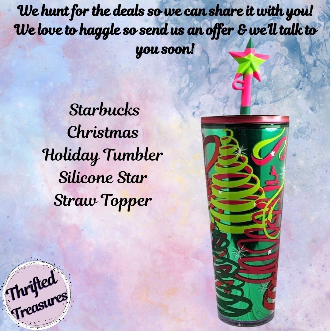 Winter 2023 Starbucks Christmas Holiday Tumbler Silicone Star Straw Topper