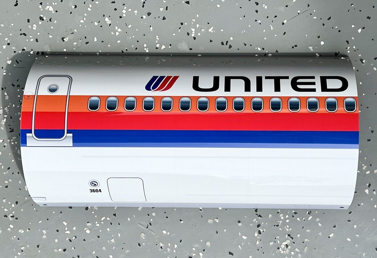 1980’s United Airlines DC 10 Mcdonnell Douglas Curved Side Airplane Sign
