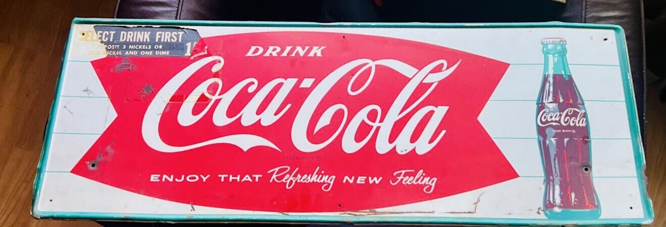 Early 50's Drink Coca Cola Enjoy That Refreshing New Feeling Sign 31.5