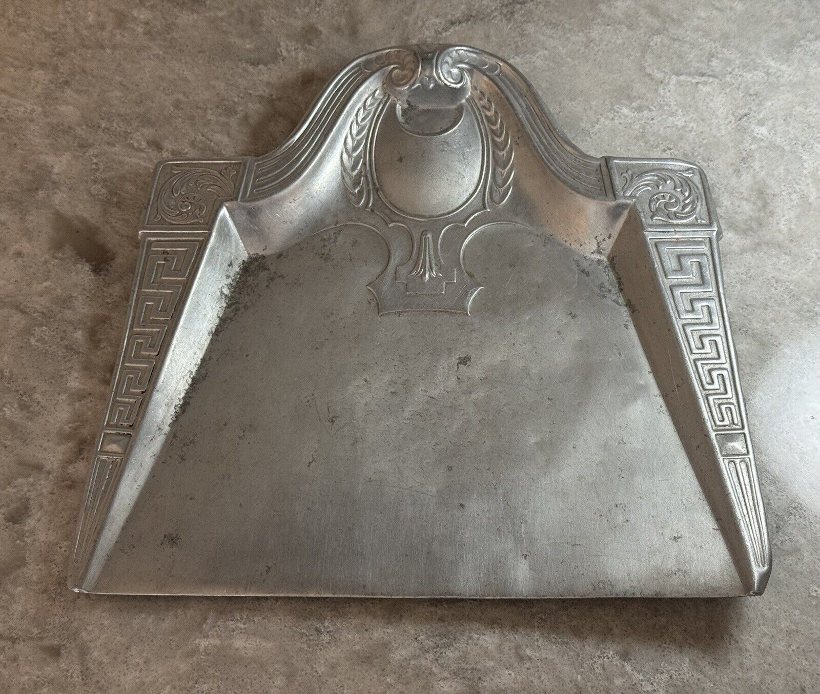 Antique Art Deco FLORAL Metal ART NOUVEAU Tin EMBOSSED waiter CRUMB TRAY Pan