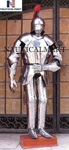 Medieval Epic Gothic Full Suit of Armor Wearable Costume for Halloween Silver