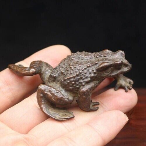 Chinese Bronze Antique Battered Brass Gold Toad Tea Pet Decorations
