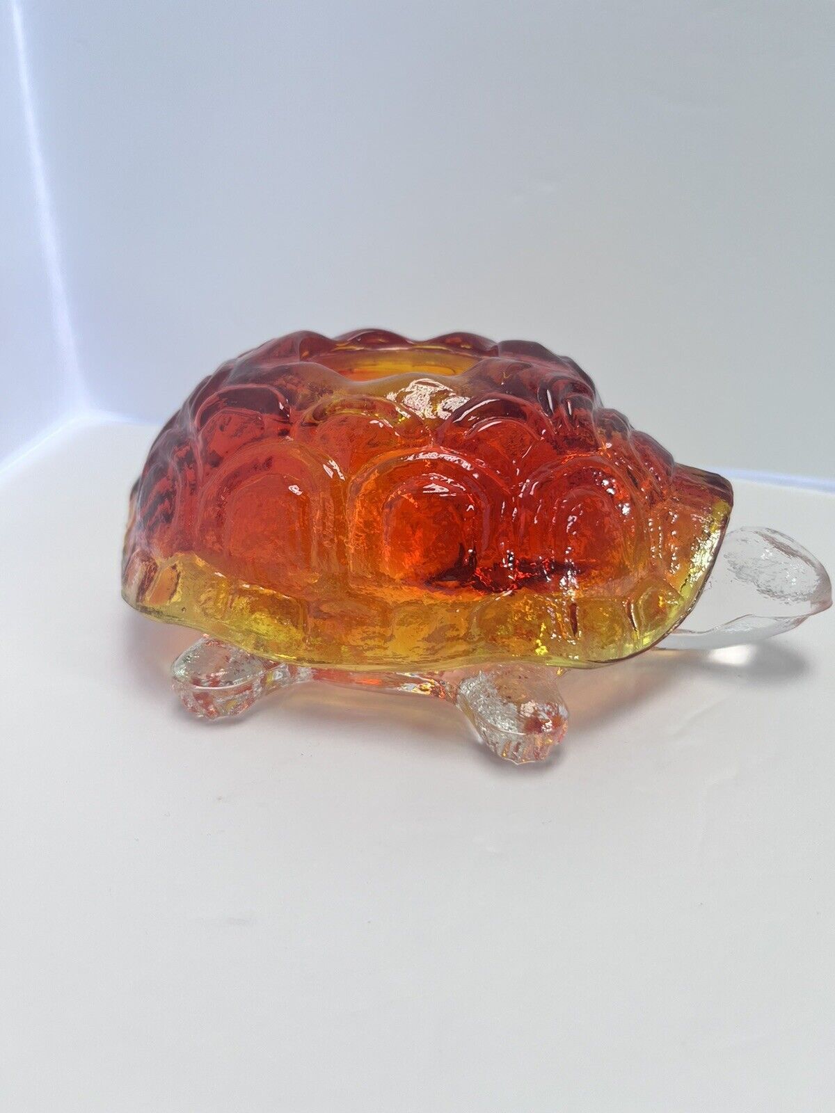 Vintage LE Smith Rare Glass Amberina Turtle Fairy Lamp Light Candle Votive 2 pc