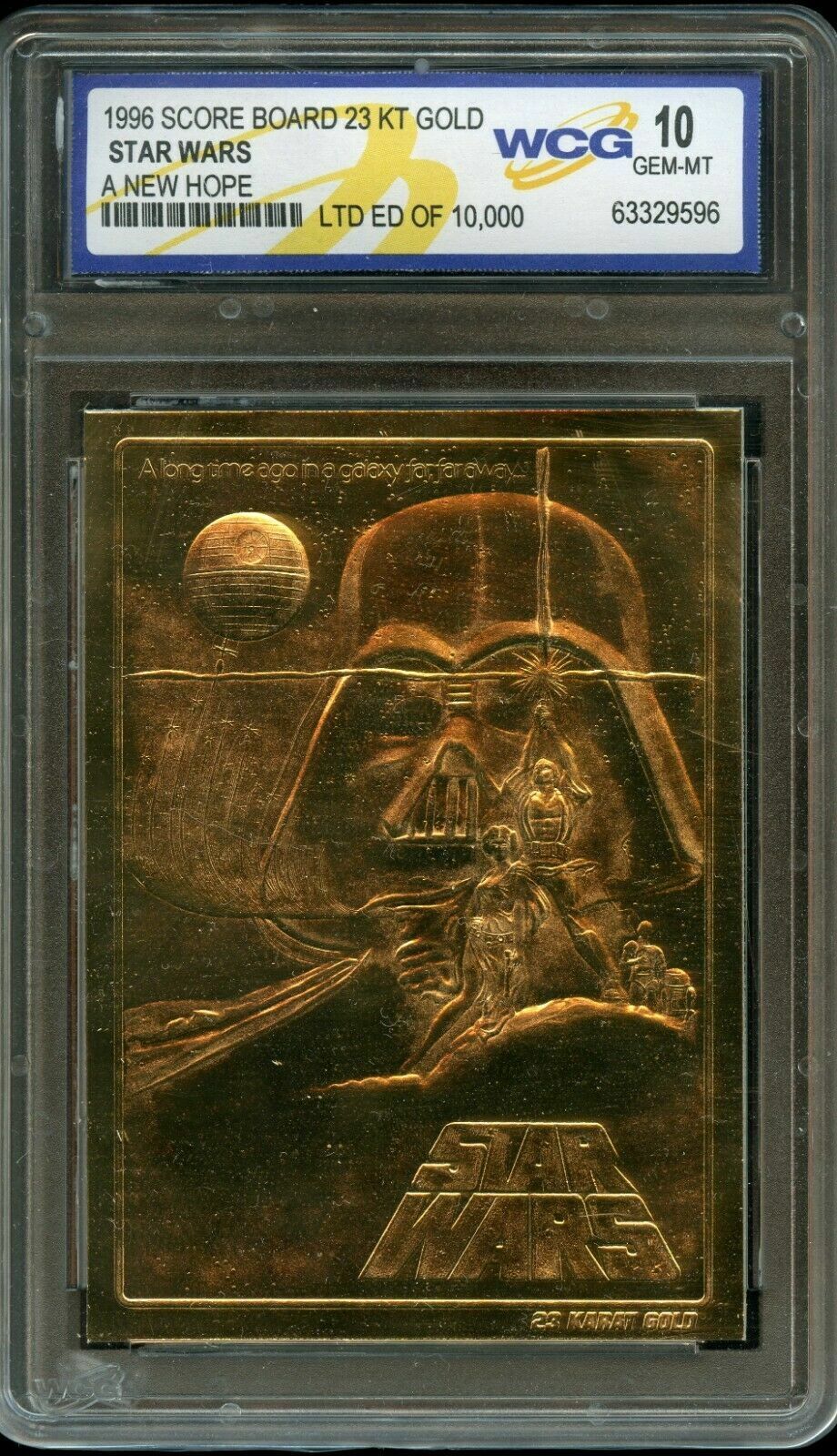 Star Wars  A NEW HOPE 23KT Gold Card Sculptured Graded GEM MINT-10 ONLY 10000