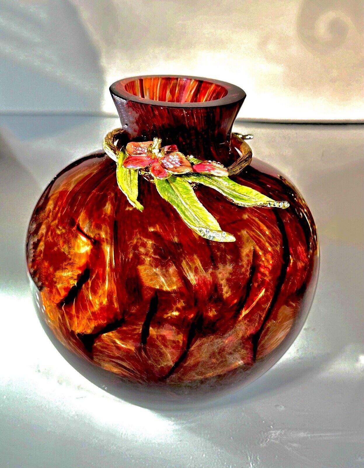 Rare Jay Strongwater Red Flower Vase