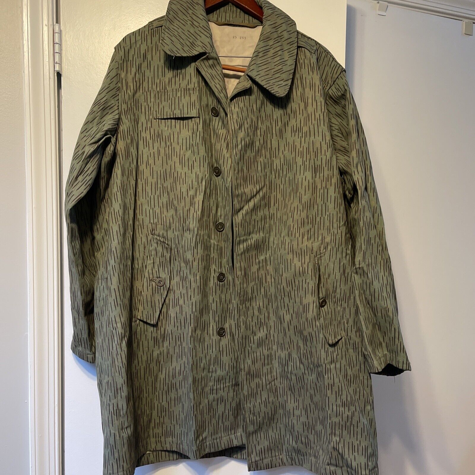 Vintage Czech Army Military Raindrop Camo Jacket Sz L/XL Coat Button Up 60s