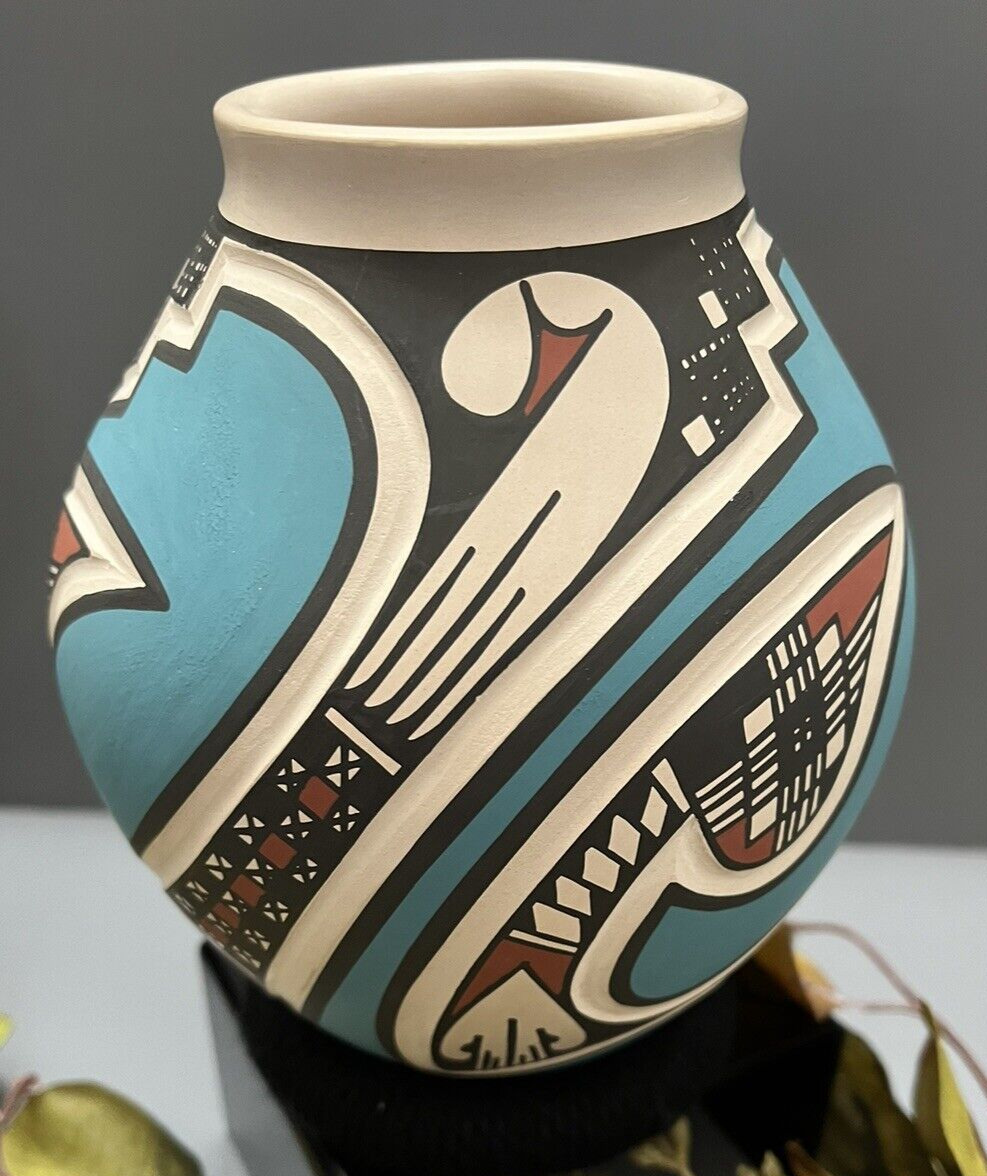 Mata Ortiz Pottery Lazaro Ozuna Silveira Carved Hand Painted Paquime Fine Art