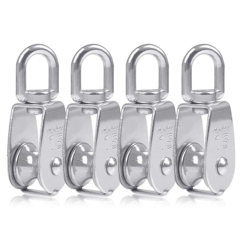 4PCS Single Pulley Block M15 Stainless Steel Small Pulley Roller For Rope CoJ1M9