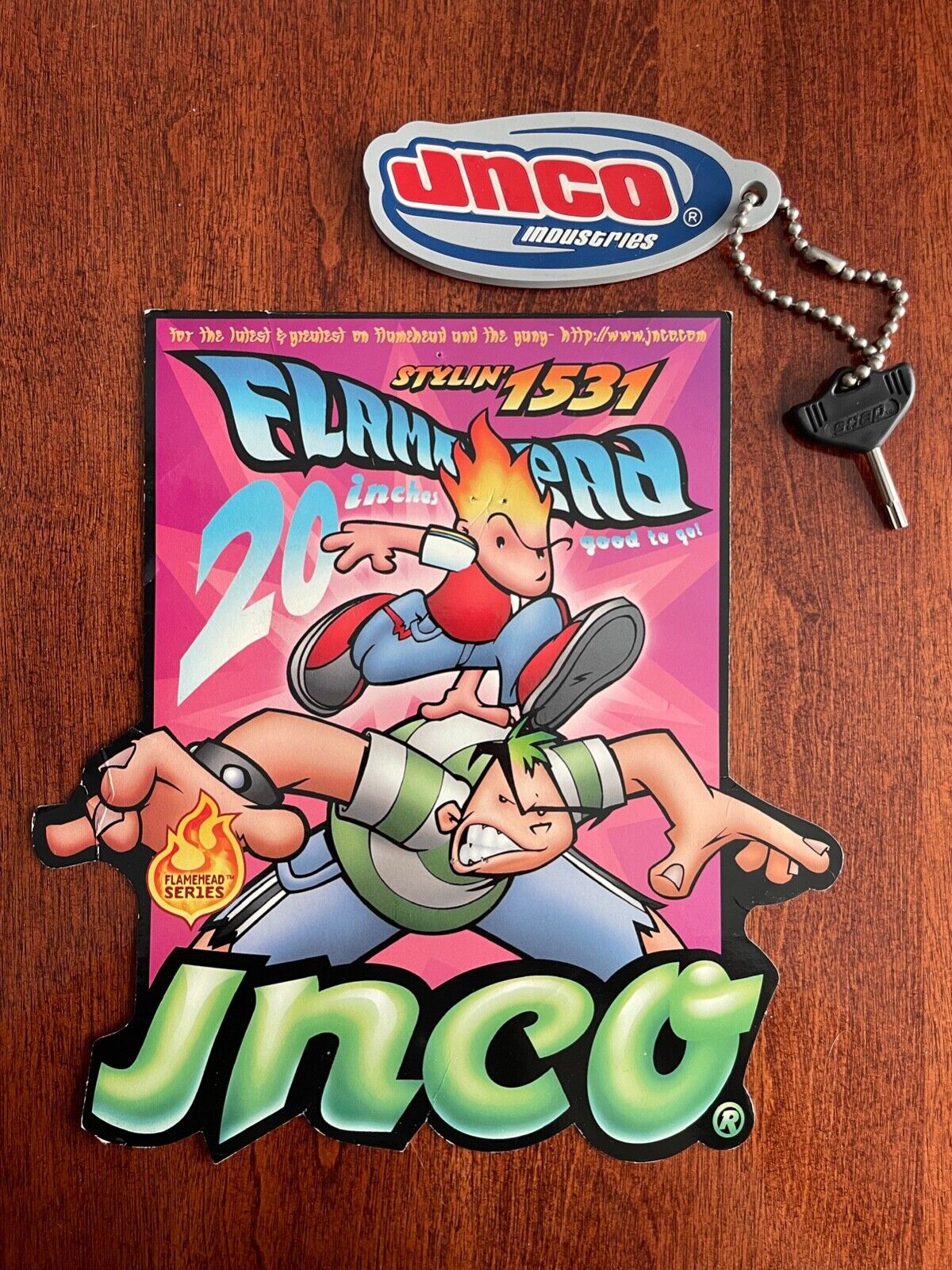 Rare Jnco Jeans Industries Keychain w/Soap Shoes Key + Cardboard Pocket Tag