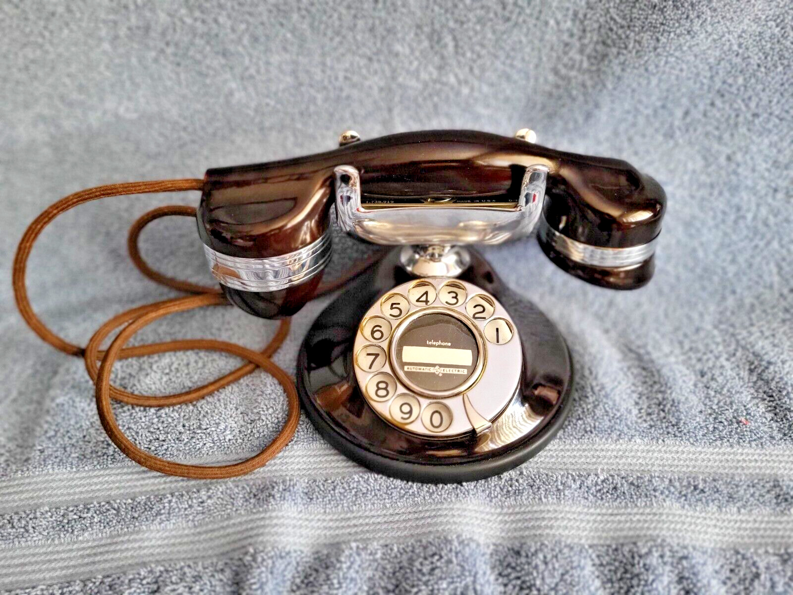 Automatic Electric Chrome And Mahogany Telephone