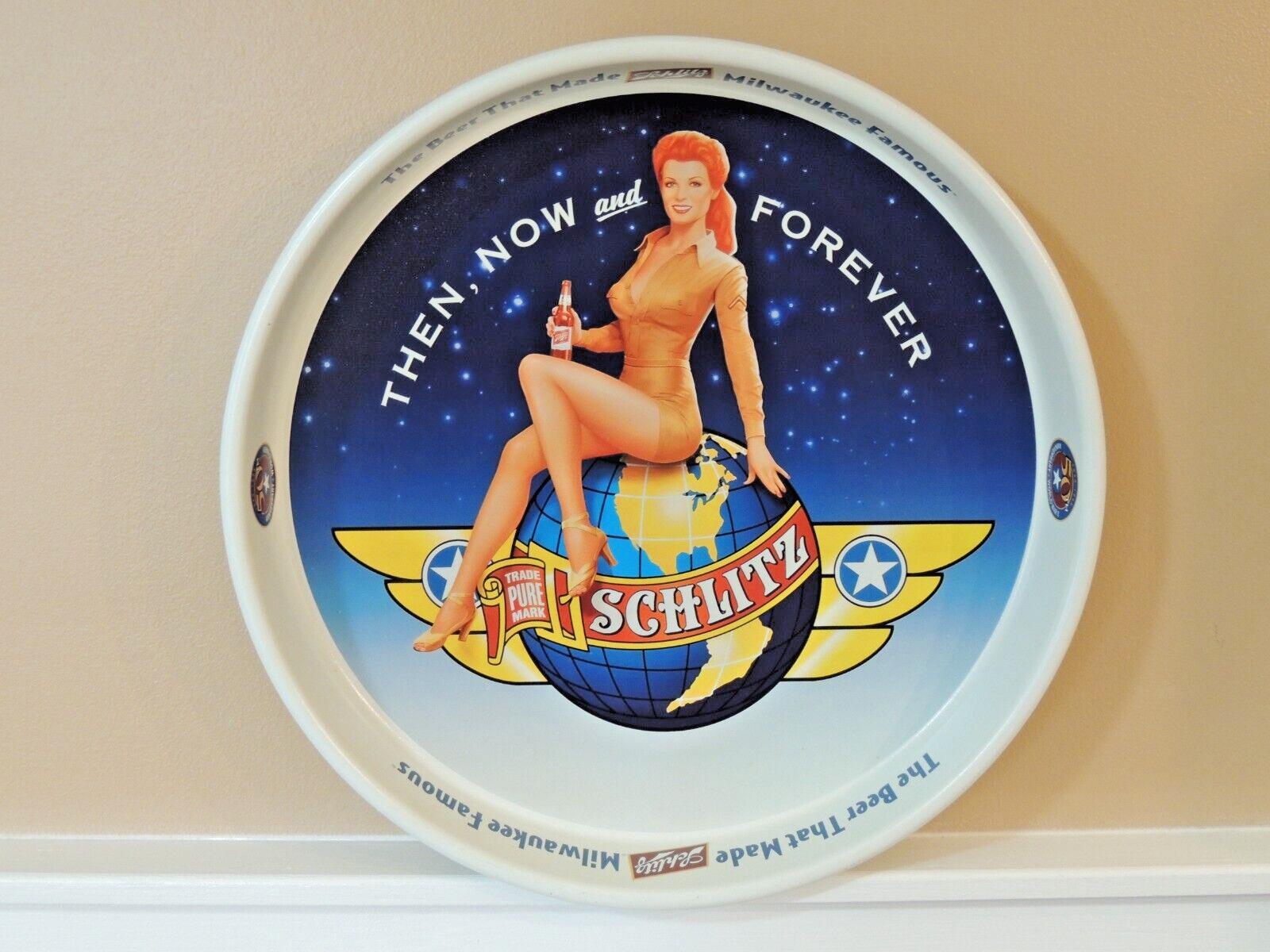 1995 Schlitz Beer Tray Army Air Corp Observing 50th Anniversary of WWII - MINT