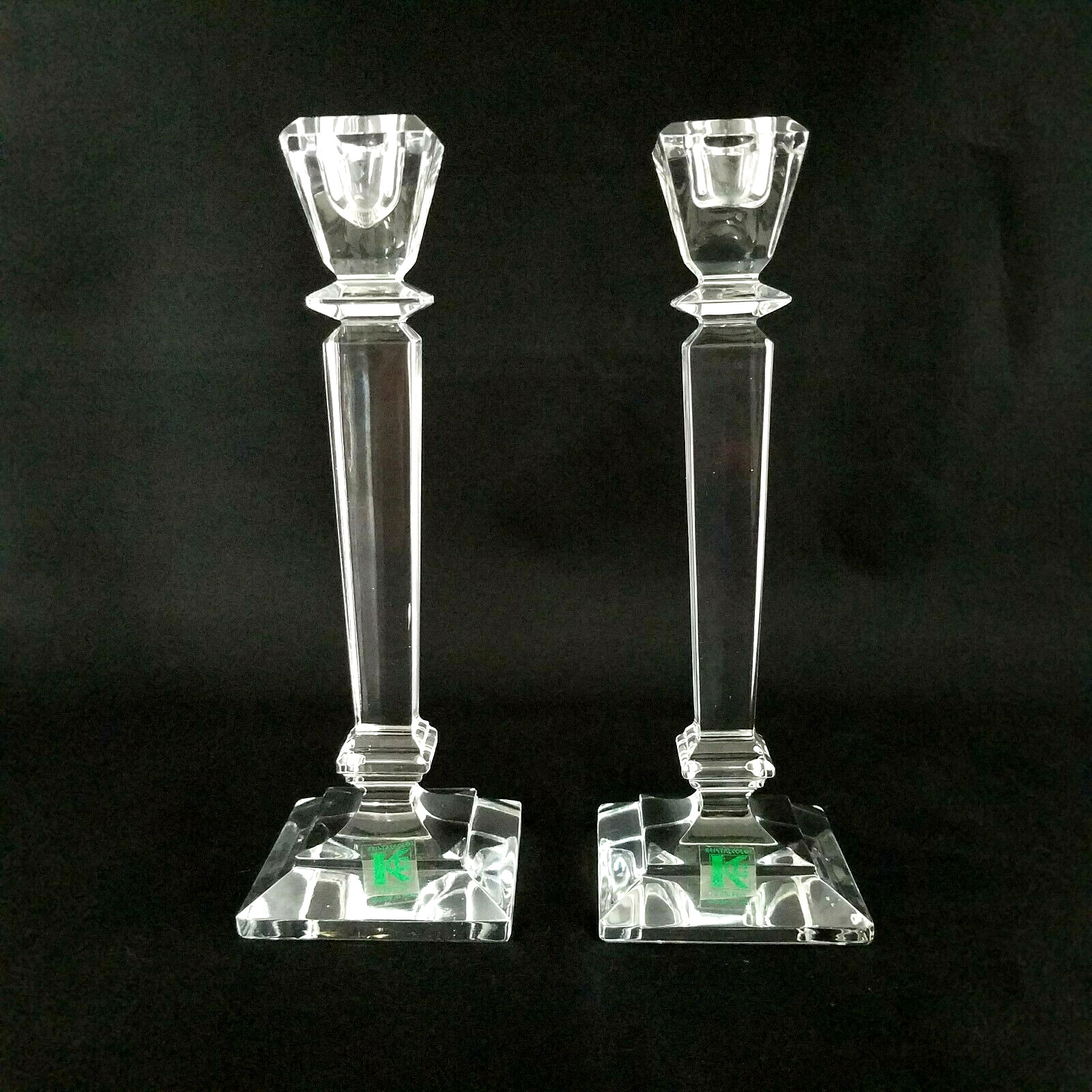 Set of 2 Kristal Color 24% Lead Crystal Candlestick Candle Holder ITALY 8\