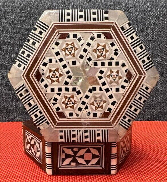 100% Handmade Wood Box Arabisc Work Design for Jewelry Collected Classic Vintage