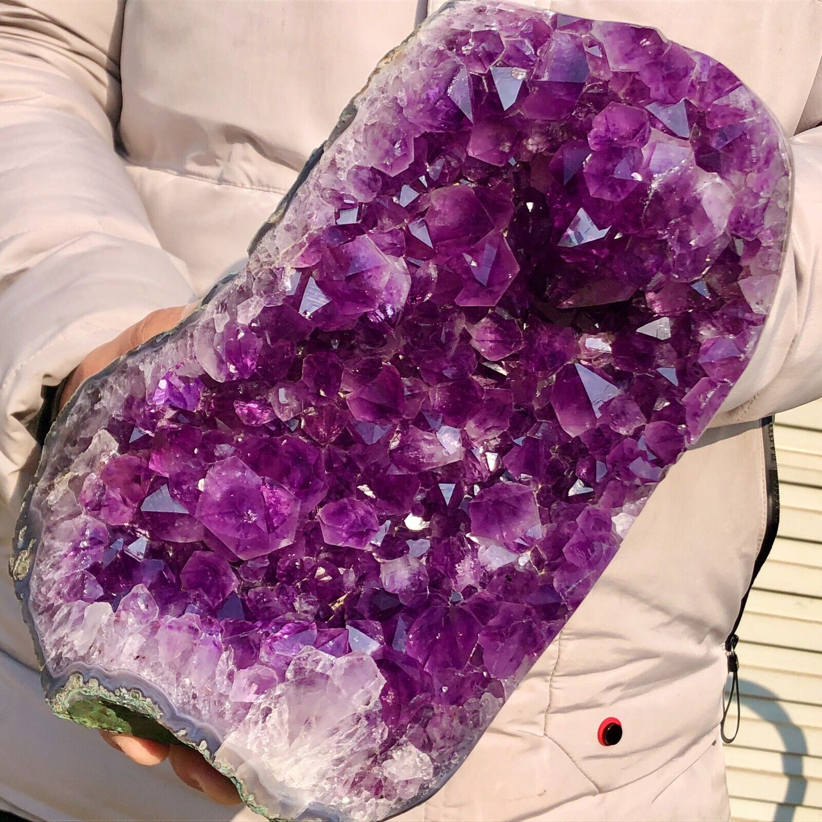 8.61lb Natural Amethyst geode quartz cluster crystal specimen energy Healing