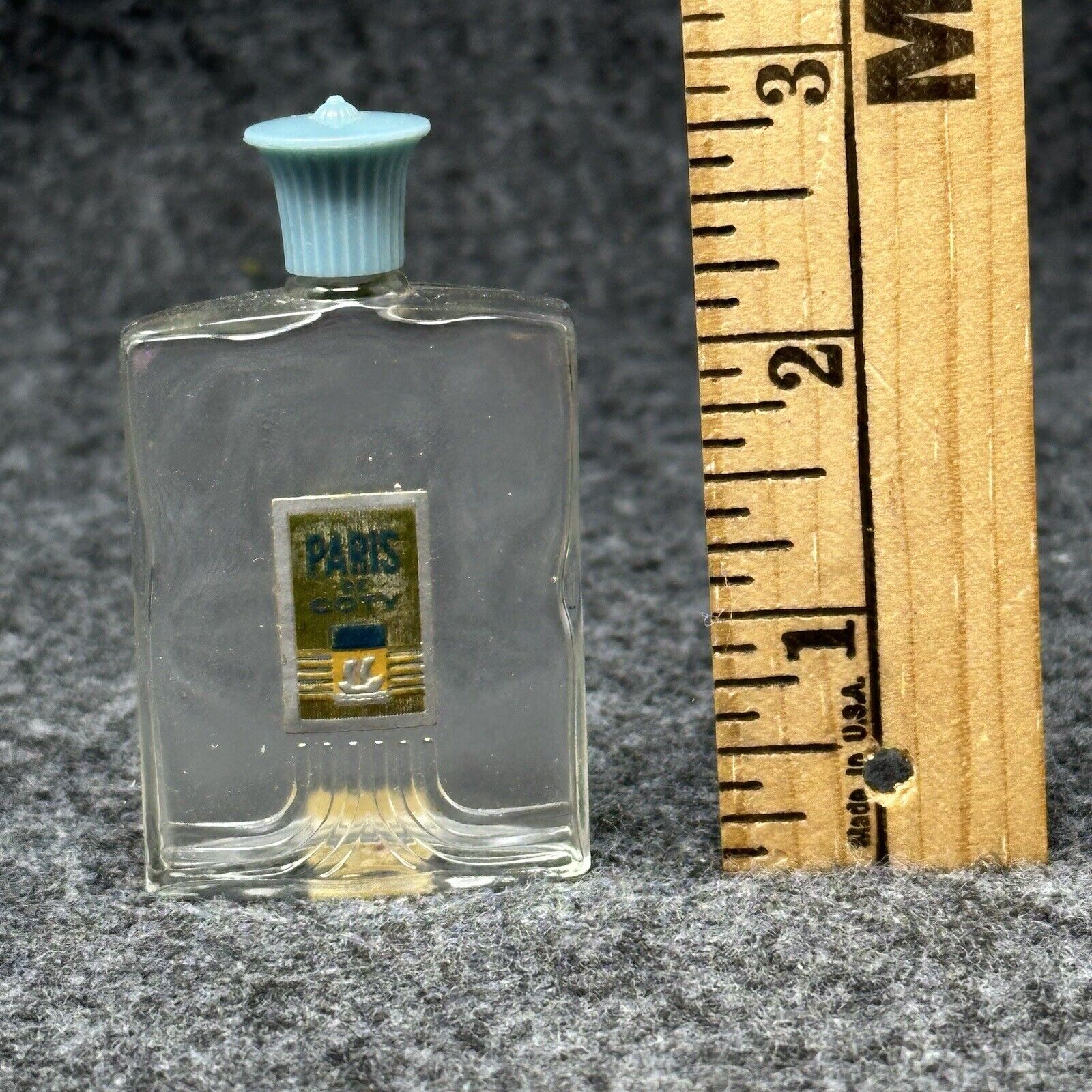 PARIS de COTY Vintage Perfume Bottle Vanity Vignette Decor Baby Blue Top Sample