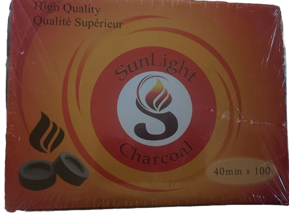 Sunlight Charcoal 100 CT.  40mm Quick Lighting Long Burning Charcoal Tablets