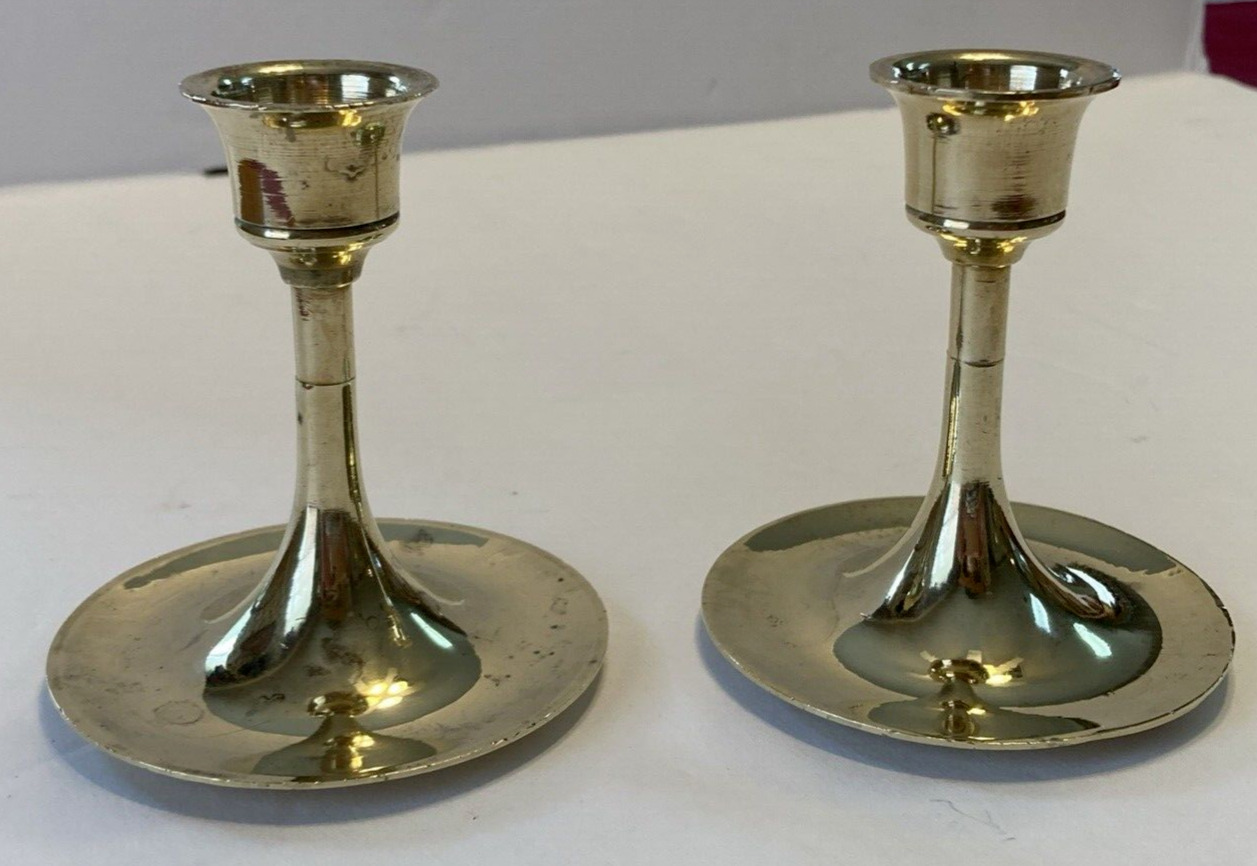 Pair of Vintage Brass Candlestick Holders 3\