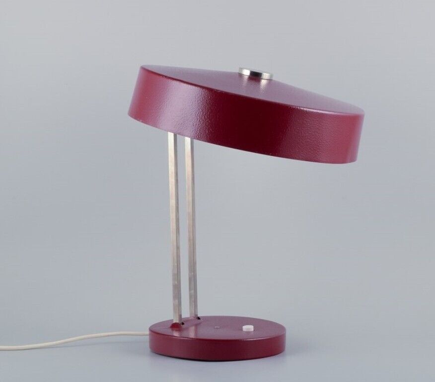 Kaiser Leuchten. Burgundy-coloured desk lamp. 1960s.