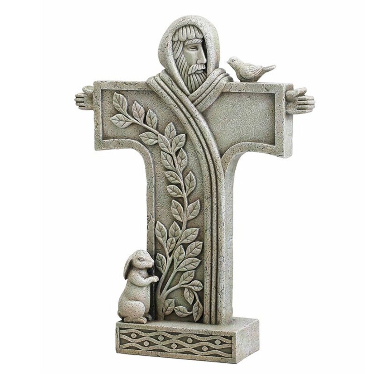 N.G. Catholic Saint Francis of Assisi Cross Garden Statue, 18 Inch