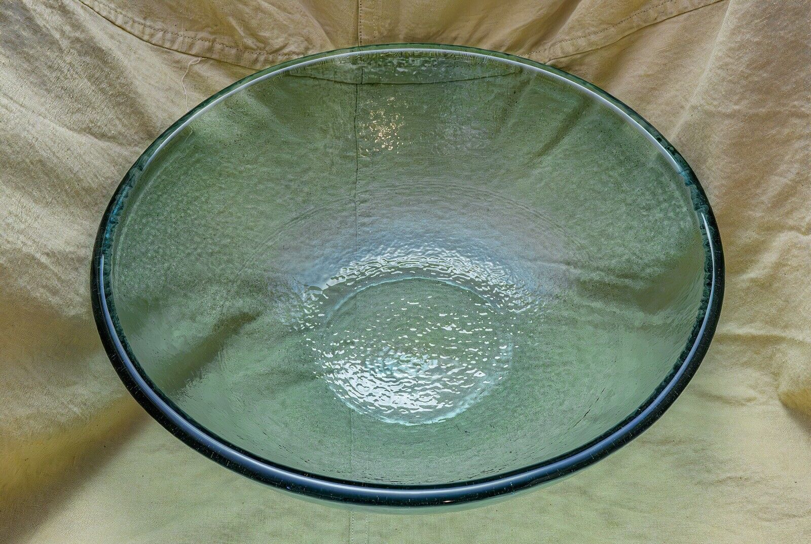 Fire & Light Glass Aqua Recycled Glass Serving Bowl 11 3/8 Inch