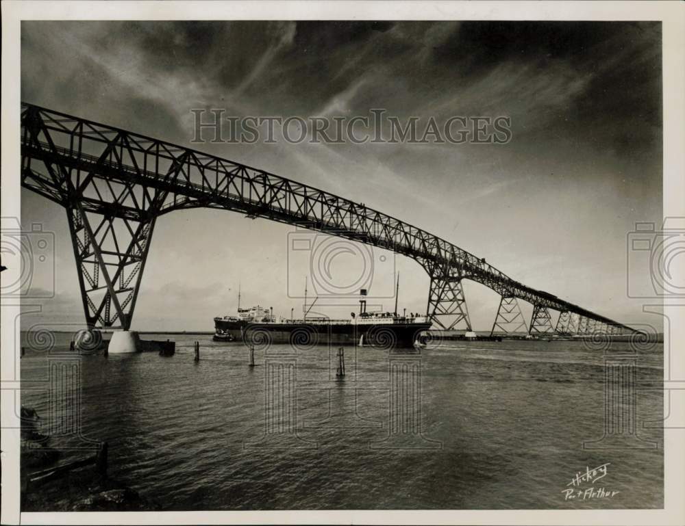 1938 Press Photo View of the newly built highway bridge at Port Arthur, Texas